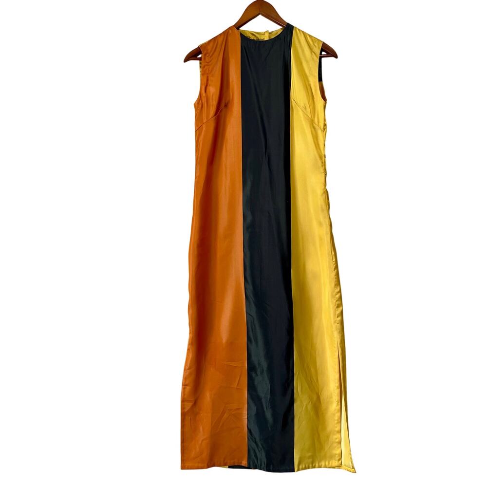 True 60s Handmade Mod Colorblock Column Dress Audrey Hepburn Vibes XS